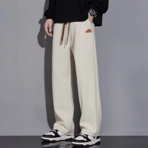Off-White Loose Drawstring Casual Pants Street Style