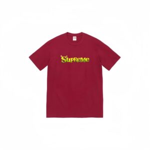 Supreme Burgundy Classic Logo Print Loose T-Shirt