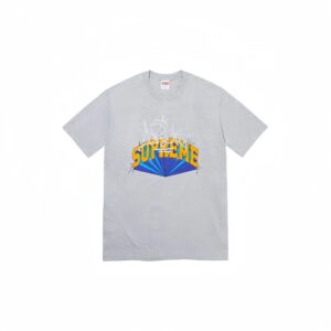Supreme Gray Graffiti Logo Print Oversized Short-Sleeve T-Shirt