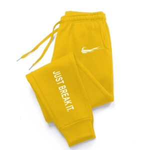 Nike Yellow Tapered Sweatpants with Street-Style Slogan Print