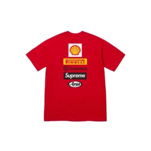 Supreme Red Short-Sleeve Racing Element Print Oversized Street Style