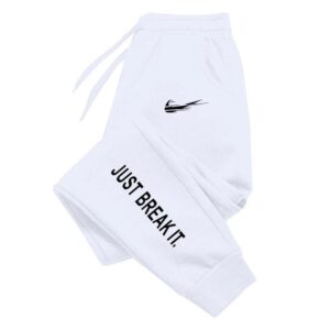 Nike White Sweatpants with Side Letter Print Cuffs