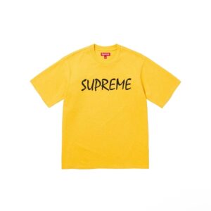 Supreme Yellow Classic Handwritten Logo Short-Sleeve T-Shirt