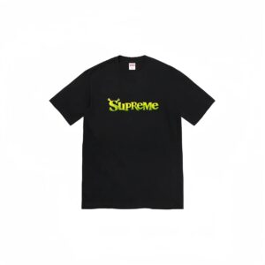 Supreme Black T-Shirt Green Letter Print Oversized Street Style