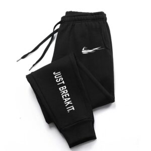 Nike Black Tapered Sweatpants Letter Print Fall Cotton Sweatpants