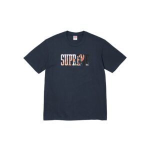Supreme Navy Blue Figure Print Loose-Fit Cotton T-Shirt