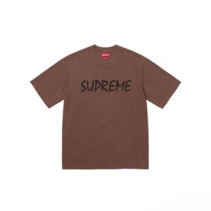 Supreme Brown Handwritten Logo Print Loose Short-Sleeve T-Shirt