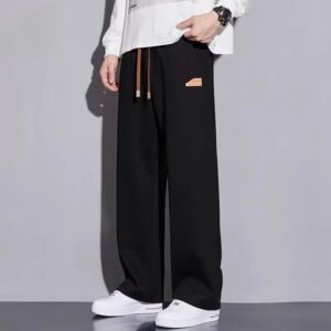 UF-23 Black Wide-Leg Casual Pants Street Style