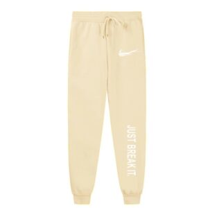 Nike Beige Tapered Sweatpants JUST BREAK IT Print Style