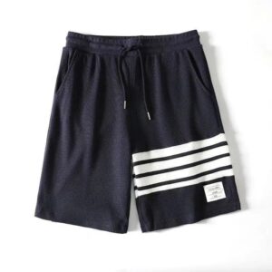 Navy Waffle Stripe Loose Shorts