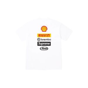 Supreme White Collaboration T-Shirt Racing Culture Street Style