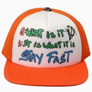 Chrome Hearts Stay Fast Graffiti Style Orange White Cap