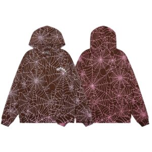 SP5DER Spider Web Hoodie Brown