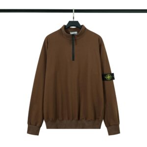 Stone Island Workwear-Style Half-Zip Sweatshirt Brown