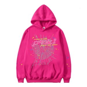 SP5DER Spider Web Street Style Hoodie - Pink