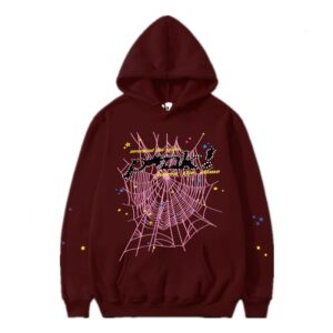 SP5DER Spider Web Street Style Burgundy Sweatshirt