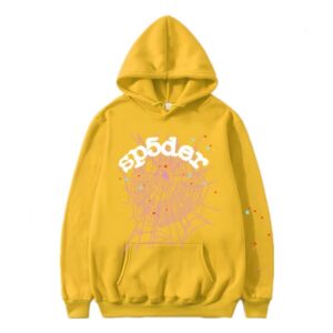 SP5DER Spider Web Streetwear Hoodie - Yellow