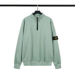 Stone Island Workwear Half-Zip Sweatshirt in Light Green