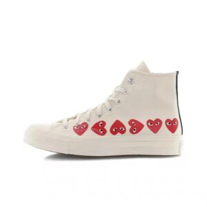CDG PLAY Heart Series Casual Shoes in Off-White