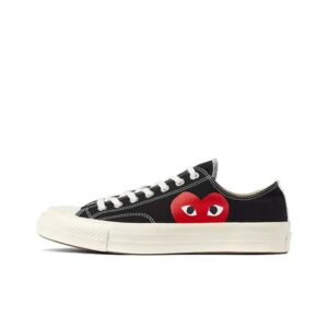 CDG PLAY Red Heart Canvas Sneakers Black