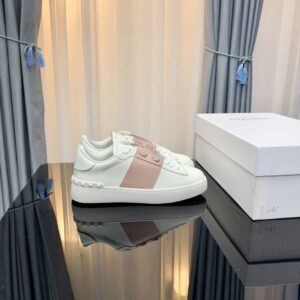 Valentino White & Nude Pink Patchwork Studded Casual Skate Shoes