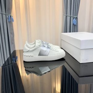 Valentino Rockstud White & Silver Patchwork Casual Sneakers
