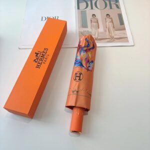 Hermes Artistic Orange Umbrella for Rain or Shine
