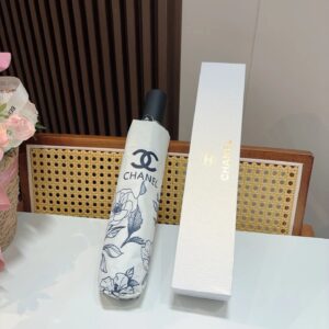 CHANEL elegant floral-style white umbrella