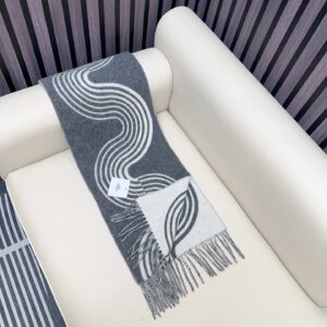 Hermes Wave Style Gray Scarf