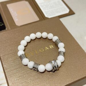 Bvlgari minimalist beaded white bracelet