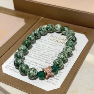 Bvlgari Elegant Style Green Floral White Bracelet