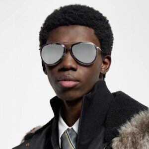 LV Aviator-Style Silver Sunglasses