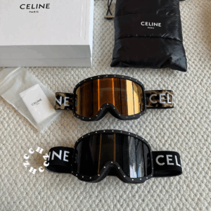 CELINE Leopard Print Gold Ski Goggles