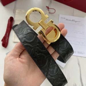 Ferragamo Classic Embossed Black Belt