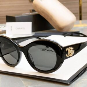 Chanel Vintage Oval Black Sunglasses