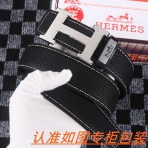Hermès H-Buckle Grain Leather Men's Belt